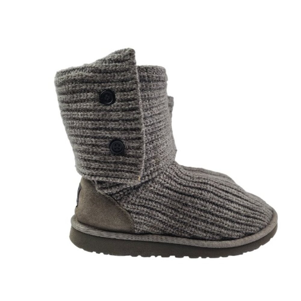 UGG Women's‎ Gray Cardy Knit Tall 5649 Sweater Thermal Ankle Winter Boots Size 5